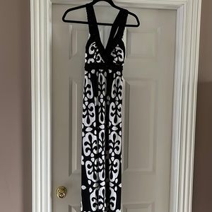 NWT INC Tribal black/white long dress XSmall